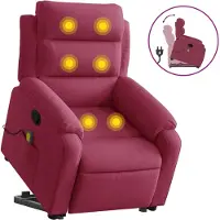 vidaXL Massagesessel mit Aufstehhilfe Weinrot Samt