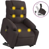 vidaXL Massagesessel mit Aufstehhilfe Dunkelbraun Stoff
