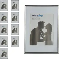 Relaxdays 10 x Bilderrahmen A4 silber Silber