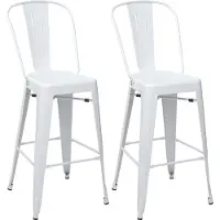 Mendler 2er-Set Barhocker MCW-A73, Barstuhl Tresenhocker mit Lehne, Metall Industriedesign weiß