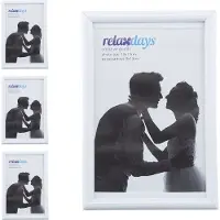 Relaxdays 4 x Bilderrahmen 10 x 15 cm weiß Weiß
