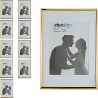 Relaxdays 10 x Bilderrahmen A4 gold Gold