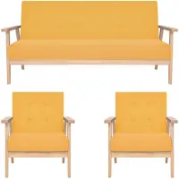 vidaXL 3-tlg. Sofagarnitur Stoff Gelb