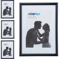 Relaxdays 4 x Bilderrahmen 13 x 18 cm schwarz Weiß,Schwarz