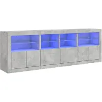 vidaXL Sideboard mit LED-Leuchten Betongrau 202x37x67 cm