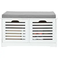 SoBuy VerkaufSoBuy FSR23-K-W Moderne Schuhbank Schuhkarton mit Sitzkissen 2 Körbe Weiß Ca.
