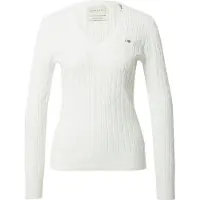 Gant Strickpullover "STRETCH COTTON CABLE V-NECK" mit Logostickerei auf der Brust