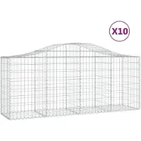vidaXL Gabionen mit Hochbogen 10 Stk. 200x50x80/100cm Verzinktes Eisen