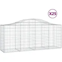 vidaXL Gabionen mit Hochbogen 25 Stk. 200x50x80/100cm Verzinktes Eisen