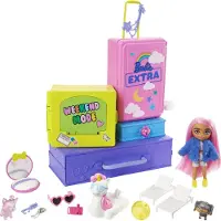 Barbie Extra Minis Set inkl. Puppe (pinke Haare) & Haustiere