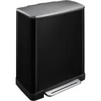 EKO - E-Cube Recycling Treteimer 28+18 Liter - Stainless steel Plastic - Schwarz, Matt Edelstahl