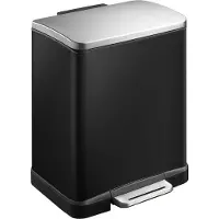 EKO - E-Cube Recycling Treteimer 10+9 Liter - Stainless steel Plastic - Schwarz, Matt Edelstahl