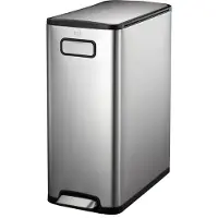 EKO Treteimer Ecofly II, 45 Liter, Edelstahl, fingerabdruckfest, geräuschloser Deckel, B 275 x T 532 x H 650 mm, silber/schwarz