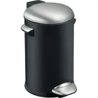 EKO - Belle Deluxe Treteimer 20 Liter - Steel Plastic - Schwarz, Matt Edelstahl