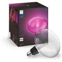 Philips White and Color ambiance E27 - Lightguide Lampe Ellipse - 500, Intelligentes Leuchtmittel, Bluetooth/Zigbee, Schwarz, Transparent, LED, E27, Ellipsoidale Glühbirne