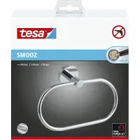 TESA Handtuchhalter-Ring Smooz, Befestigung ohne Bohren, ablösbar, chrom