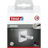 TESA Klebehaken "EKKRO Bademantelhaken Chrom" Handtuchhalterung selbstklebend & ohne Bohren - silber glänzend