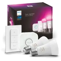 Philips White and Color ambiance Starter-Set: 2 smarte Lampen E27 (1100) + Dimmschalter