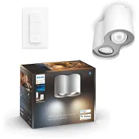 Philips Hue White ambience Pillar Zweierspot weiß + Dimmschalter, Intelligente Deckenbeleuchtung, Bluetooth/Zigbee, Weiß, LED, Metall, GU10