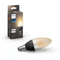 Philips White E14 - Filament Lampe Kerzenform - 300, Intelligentes Leuchtmittel, Bluetooth/Zigbee, Schwarz, LED, E14, Kerze
