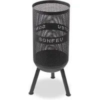 Bonfeu Bonves Ø 34cm Schwarz - Feuerkorb für den Garten - Feuertonne & Feuerstelle - Feuerschale Feuerkorb aus Stahl - Grillrost & Schürhaken zum Kochen - Feuerkorb mit Grillrost