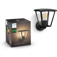 Philips White Inara Outdoor Wandleuchte schwarz, Wandbeleuchtung für den Außenbereich, Schwarz, Aluminium, IP44, Garten, Terrasse, II