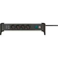 Brennenstuhl 1391040410, 1,8 m, Drinnen, Abgewinkelt, IP20, Schwarz, Silber, 4 AC-Ausgänge