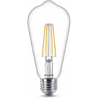 Philips Filament-Lampe, transparent, 60W ST64 E27, 7 W, 60 W, E27, 806 lm, 15000 h, Warmweiß