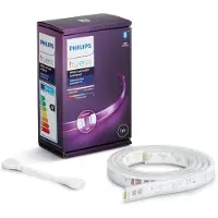 Philips Hue White and Color ambiance Lightstrip Plus Verlängerung V4 1 Meter, Intelligenter Leuchtstreifen, Bluetooth/Zigbee, Weiß, Silikon, Variabel, 2000 K