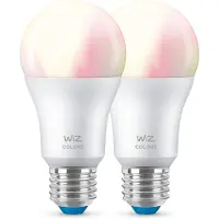 WiZ Connected Lampe 60W A60 E27 x2, Intelligentes Leuchtmittel, Wi-Fi/Bluetooth, Weiß, Wi-Fi 4 (802.11n), 802.11b, 802.11g, LED, E27