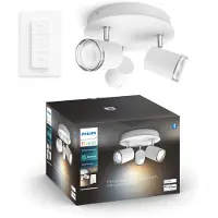 Philips White ambience Adore Badezimmer 3er-Pack Deckenspot weiß + Dimmschalter, Intelligenter Einbaustrahler, Bluetooth/Zigbee, Weiß, LED, Metall, GU10