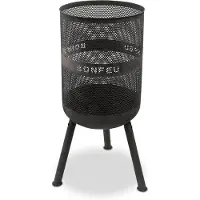 Bonfeu Bonves Ø 45cm Schwarz - Feuerkorb für den Garten - Feuertonne & Feuerstelle - Feuerschale Feuerkorb aus Stahl - Mit Grillrost & Schürhaken zum Kochen - Feuerkorb mit Grillrost Hochwertig