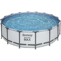 Bestway Steel Pro MAX Frame Pool Komplett-Set mit Filterpumpe Ø 488 x 122 cm , lichtgrau, rund