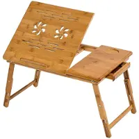 TecTake Betttisch aus Bambus - Tisch - Für das Bett - Frühstückstisch- Laptoptisch