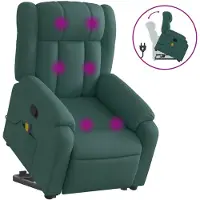 vidaXL Massagesessel mit Aufstehhilfe Dunkelgrün Stoff