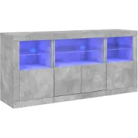 vidaXL Sideboard mit LED-Leuchten Betongrau 142,5x37x67 cm