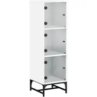 vidaXL Highboard mit Glastüren Weiß 35x37x120 cm