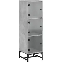 vidaXL Highboard mit Glastüren Betongrau 35x37x120 cm