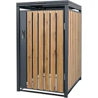 ML-Design Mülltonnenbox 1er für 1 Tonne 240L 68x80x120 cm Anthrazit-Eichenoptik, Stahl, wetterfest/abschließbar