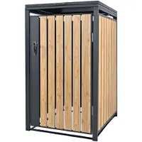 ML-Design Mülltonnenbox 1er für 1 Tonne 240L 68x80x120 cm Anthrazit-Lärchenoptik, Stahl, wetterfest/abschließbar