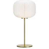 Markslöjd Sober Tischleuchte Brushed Brass/White - , Weiß, für Wohnzimmer, Glas