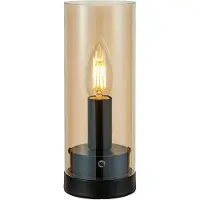 Markslöjd Post Tischleuchte H23 Black/Amber - , Schwarz, für Wohnzimmer, Metall