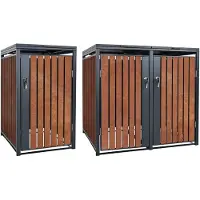 ML-Design Mülltonnenbox 3er für 3 Tonnen 240L 200x80x116,3 cm, Anthrazit-Rostoptik, Stahl/Cortenstahl, abschließbar