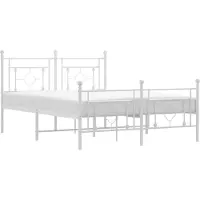 vidaXL Bettgestell mit Kopf- und Fußteil Metall Weiß 140x200 cm
