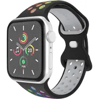 IMoshion Silikon Sport⁺ Armband für Apple Watch | 44/45/46/49 mm - Größe S/M - Black Rainbow