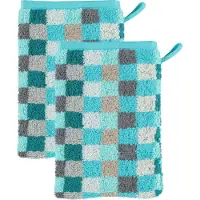 Cawö Waschlappen Unique Karo Turquoise (6er-Set)