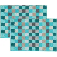 Cawö Gästehandtuch Unique Karo Turquoise (6er Set)