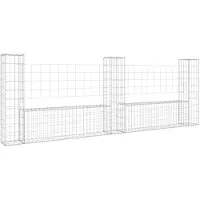 vidaXL Gabionenkorb U-Form mit 3 Säulen Eisen 260x20x100 cm
