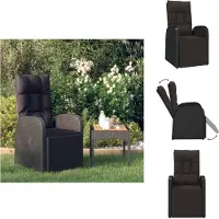 vidaXL Gartensessel Verstellbar mit Kissen Schwarz Poly Rattan