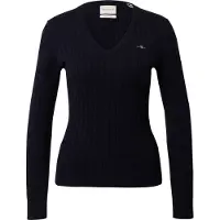 Gant Strickpullover "STRETCH COTTON CABLE V-NECK" mit Logostickerei auf der Brust